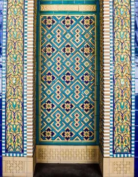 Islamic mosaic pattern with blue tiles Stock Photos