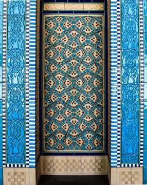 Islamic mosaic pattern with blue tiles Stock Photos