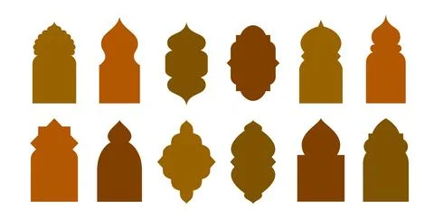 Islamic mosque arabian window and door shapes set Stock Illustration