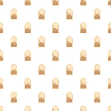 Islamic mosque arch patterns on white background seamless Stock Illustration