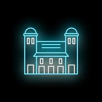 Islamic mosque architecture building glowing neon line icon Stock Illustration