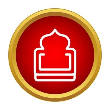 Islamic mosque architecture dome icon on red button Stock Illustration