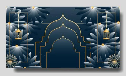 Islamic mosque background with flowers editable poster イラスト素材