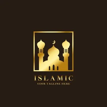 Islamic mosque building architecture logo design illustration. Stock Illustration