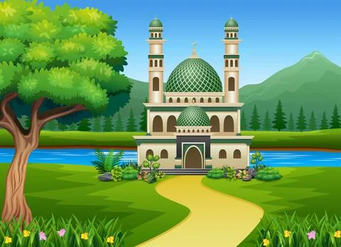 Islamic mosque building in the beautiful nature Ilustración de archivo
