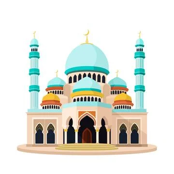Islamic mosque building. isolated vector illustration. Ilustración de archivo