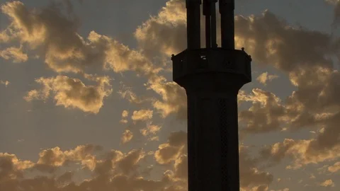 Islamic mosque in the clouds at sunset day Video stock 128692144