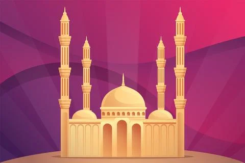 Islamic mosque concept background, cartoon style Illustrazione stock