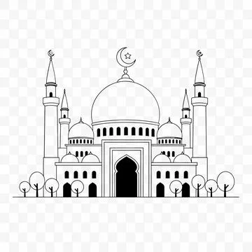 Islamic mosque with crescent moon and stars vector illustration flat design Stock Illustration