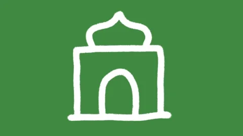 Islamic mosque dome architecture hand-drawn cartoon graphic with chalk outline Stockbeeldmateriaal 336450106