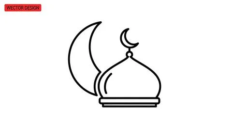 Islamic mosque dome with crescent moon and star symbol, traditional Islamic.. Stock Illustration