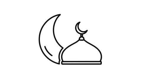 Islamic mosque dome with crescent moon and star symbol, traditional Islamic.. Stock Illustration