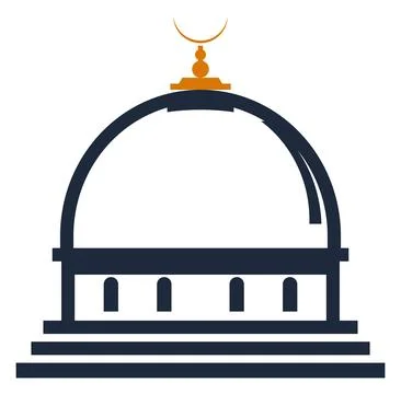 Islamic Mosque Dome Icon, Flat Vector Illustration with Crescent Moon Stock Illustration
