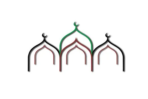 Islamic Mosque Dome Outline Vector – Ramadan Kareem, Eid Mubarak, Stock Illustration