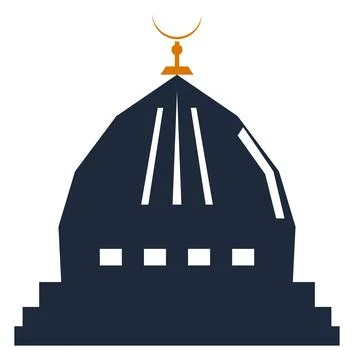 Islamic Mosque Dome Vector Illustration, Religion Crescent Moon Icon Stock Illustration