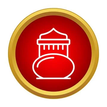 Islamic mosque icon in red gold circle Stock Illustration