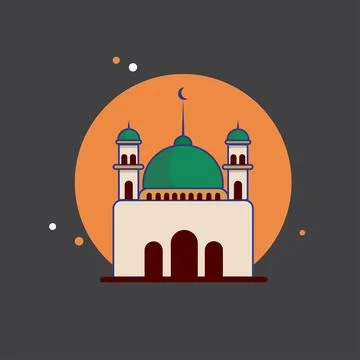 Islamic Mosque Modern Building Vector Illustration. Ilustración de archivo