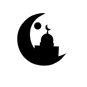 Islamic mosque moon icon Islamic Muslim religion silhouette icon vector logo sym Stock Illustration