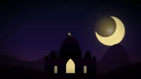Islamic Mosque Silhouette Background Loop Stock Footage 334593987