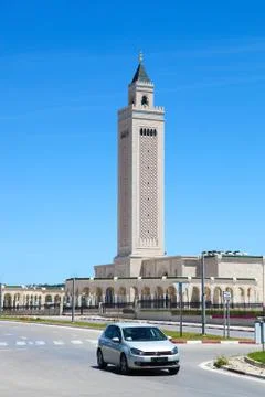 Islamic Mosque tower in the background. Focus on the Mosque tower. Mosque in  Stock Photos