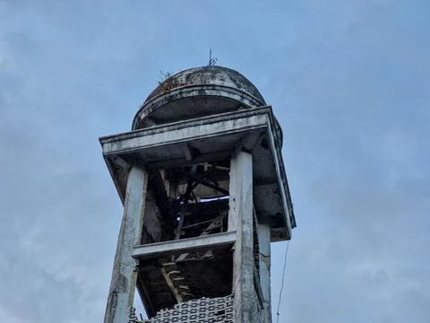 Islamic mosque tower damaged Stock Photos