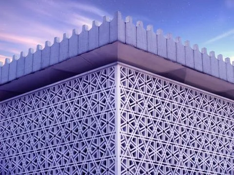 Islamic mosque wall pattern in twilight colour Stock Photos