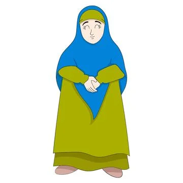 Islamic mother with a friendly face greets イラスト素材