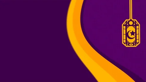 Islamic motion graphic background in yellow and purple color with a lantern Stock Footage 76010648
