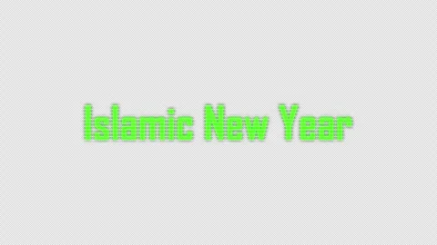 Islamic New Year Animated Text on Green Color Text 4K alpha channel. Stock Footage 246579188