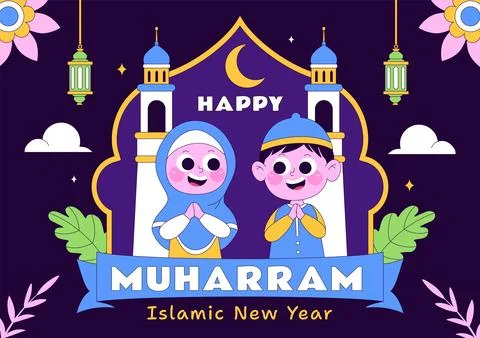 Islamic New Year Vector Illustration With Mosque, Crescent, Lantern, and Mu.. 스톡 일러스트