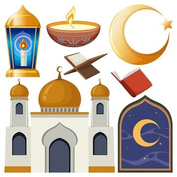 Islamic objects and elements set Stock Illustration