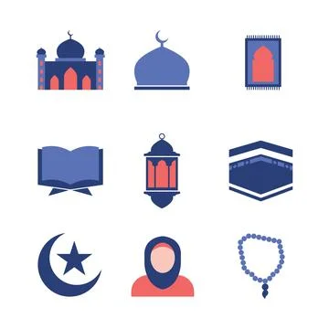 Islamic Objects Illustration Set Illustrazione stock