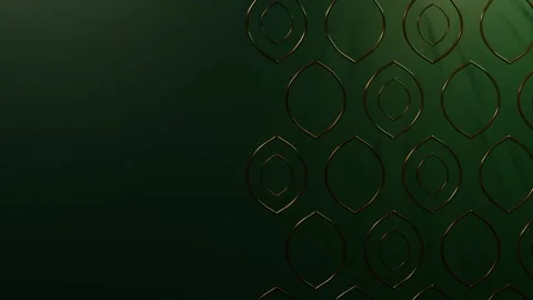 Islamic Ogee Geometric Pattern Emerald Green Gold Background Stock Footage 346263529