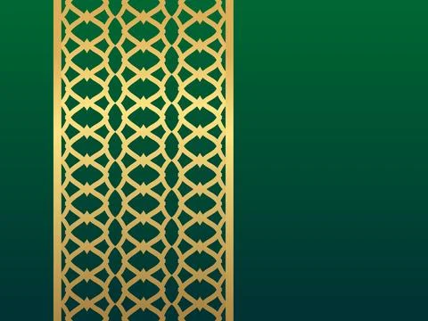 Islamic Ornament Pattern Green and Gold Texture Stock Illustration