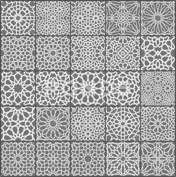 Islamic ornament vector set. Arabic ramdan pattern tile patchwork. Islamic Stock Illustration