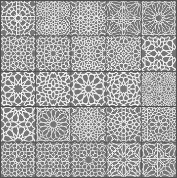 Islamic ornament vector set. Arabic ramdan pattern tile patchwork. Islamic Stock Illustration