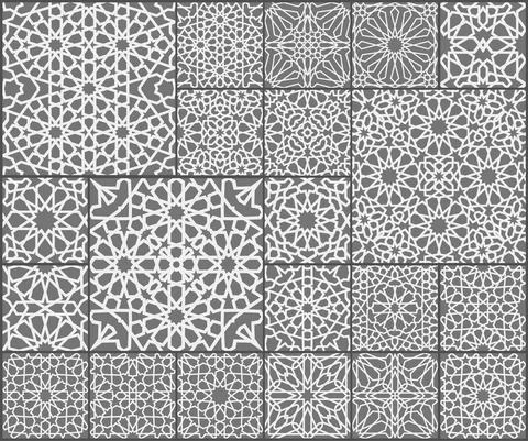 Islamic ornament vector set. Arabic ramadan pattern tile patchwork. Islamic Stock Illustration