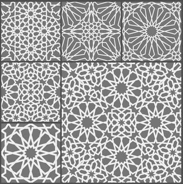 Islamic ornament vector set. Arabic ramadan pattern tile patchwork. Islamic Stock Illustration