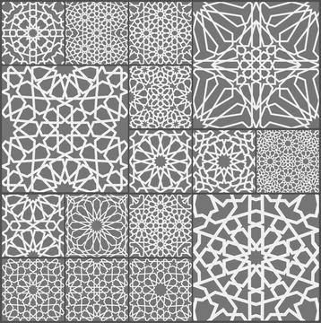 Islamic ornament vector set. Arabic ramadan pattern tile patchwork. Islamic Stock Illustration