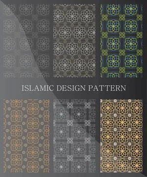 Islamic ornamental seamless patterns. Collection of geometric patterns in t.. 库存插图