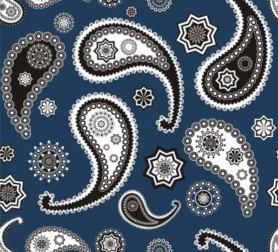 Islamic paisley blue vector pattern for ethnic design Illustrazione stock