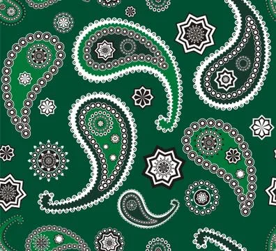 Islamic paisley green vector pattern for ethnic design Illustrazione stock
