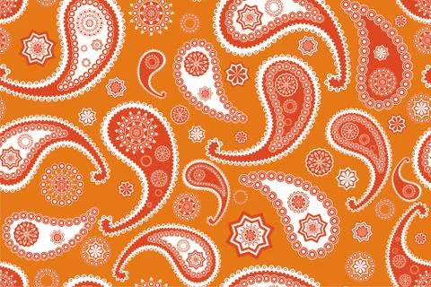 Islamic paisley vector orange pattern texture for ethnic design Stock Illustration