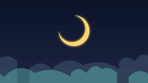 Islamic Parallax Crescent Clouds Background Loop Stock Footage 333976306