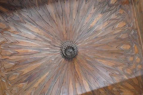 Islamic pattern on the ceiling of the Alhambra Palace, Grenada, Spain Stock Photos