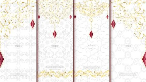 Islamic pattern element concept template white and gold texture with gems vin Stock Illustration