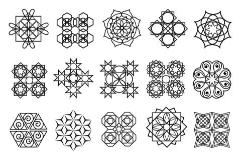 Islamic pattern elements. Arabic oriental ornament, traditional decoration Stock Illustration