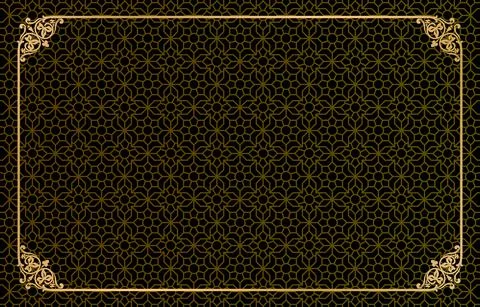 Islamic pattern with Rectangle frame and border floral golds Illustrazione stock