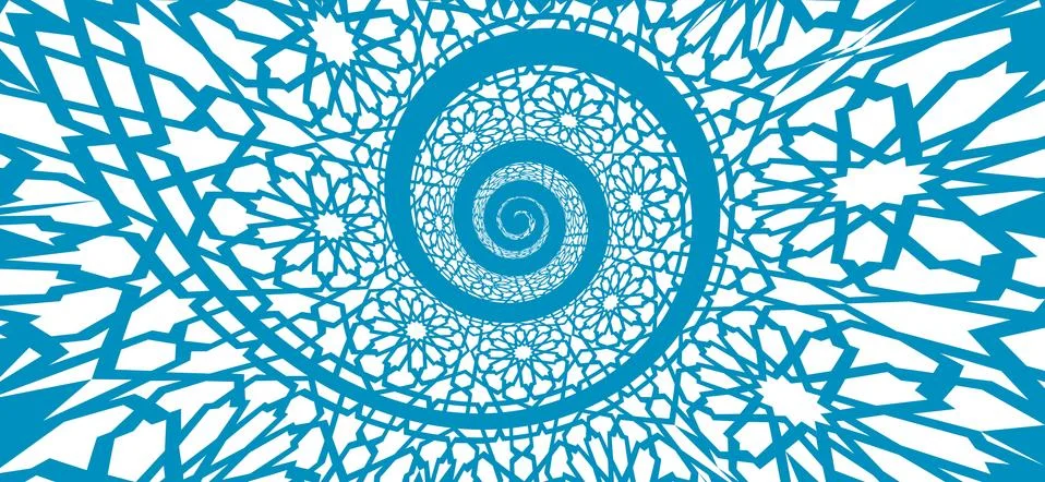 Islamic pattern, swirled in 3d spiral shape Stock Illustration