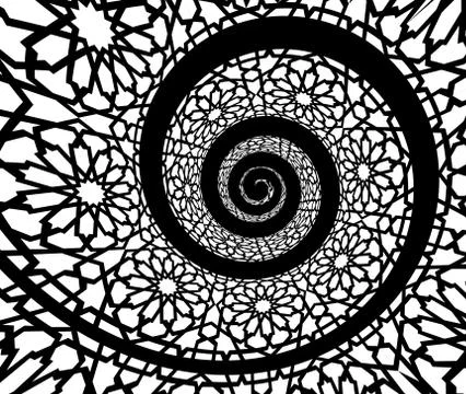 Islamic pattern, swirled in 3d spiral shape Stock Illustration